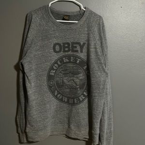 Obey Sweater Gray with black logo size XL like new.
